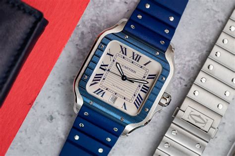 cartier santos 40mm blue|santos watch cartier price.